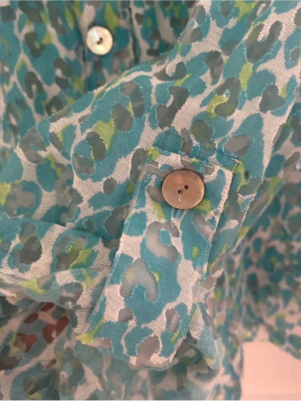 Ruby Rd. Turquoise & Teal Floral-Print Button Front Blouse - Picture 6 of 6
